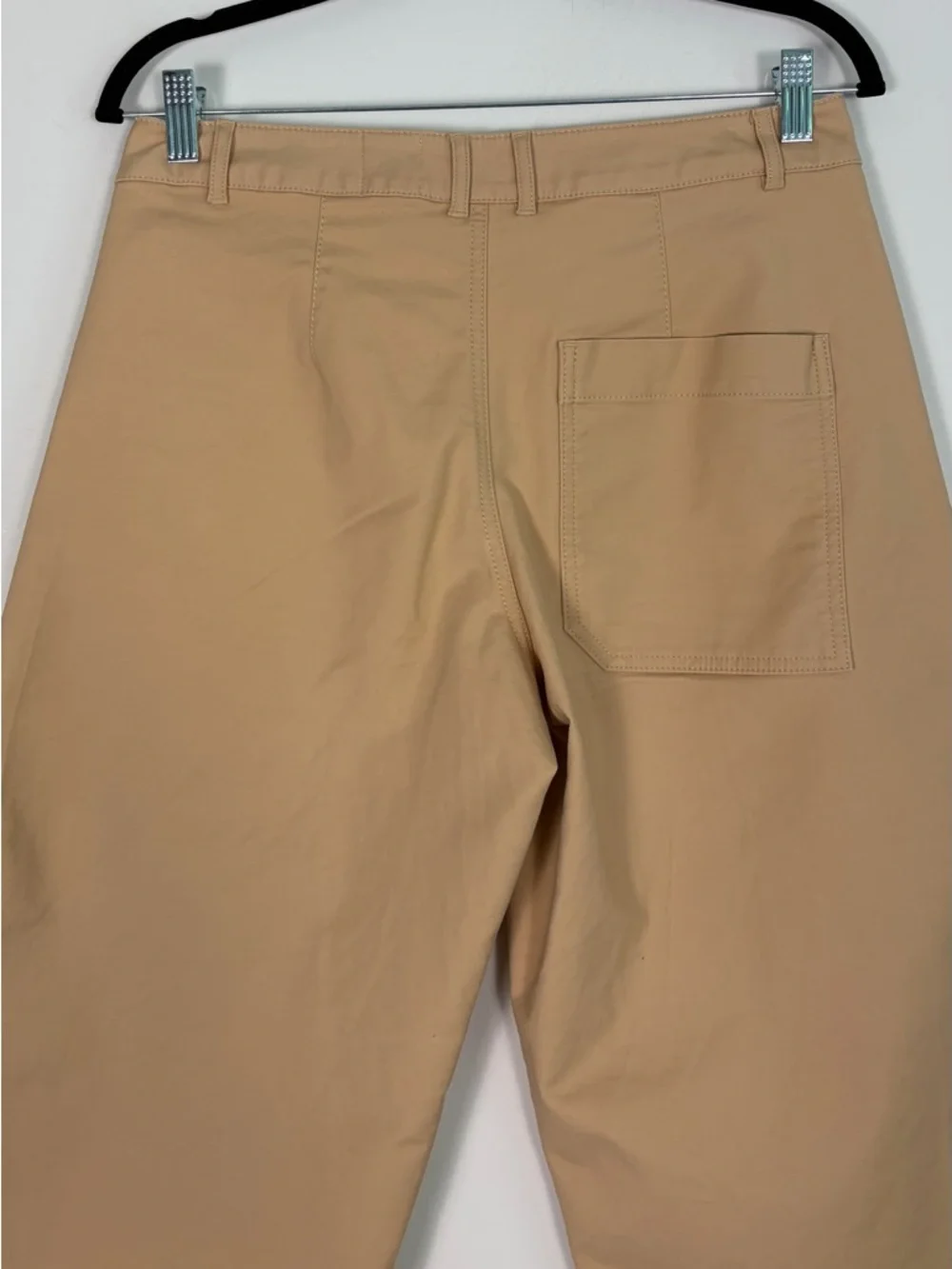 Anthropologie Maeve High Rise Curved Cropped Barrel Leg Chino Pants in Khaki - Picture 9 of 11